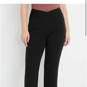 Maurice’s Black Flare Crossover Waist Crepe Pants
